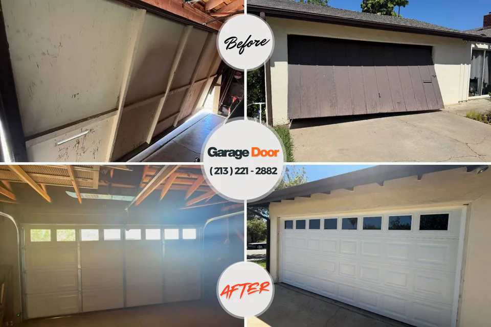 Before and after: garage door repair DuPont, WA
